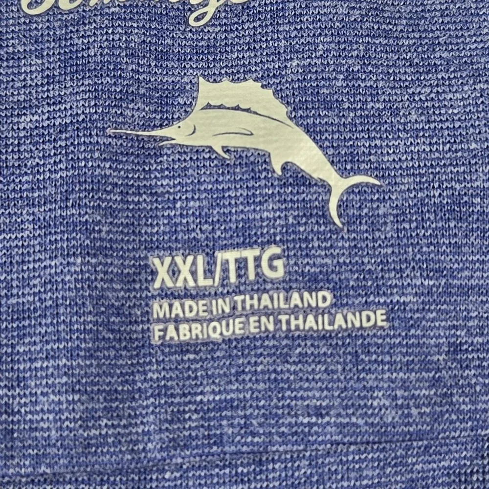 Tommy Bahama Men Sweater XXL‎ Blue Marlin Quarter Zip Logo Zipper Long Sleeve